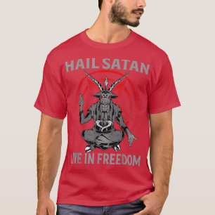 Hail Satan Freedom Baphomet Sataninsm Pentagramm T-Shirt