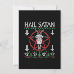 Hail Satan Goat Head Pentagram Funny Satanic Ugly Einladung
