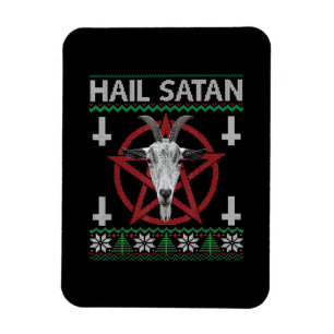 Hail Satan Goat Head Pentagram Funny Satanic Ugly Magnet