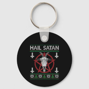 Hail Satan Goat Head Pentagram Funny Satanic Ugly Schlüsselanhänger