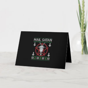 Hail Satan Goat Head Pentagramm Funny Satanic Ugly Feiertagskarte
