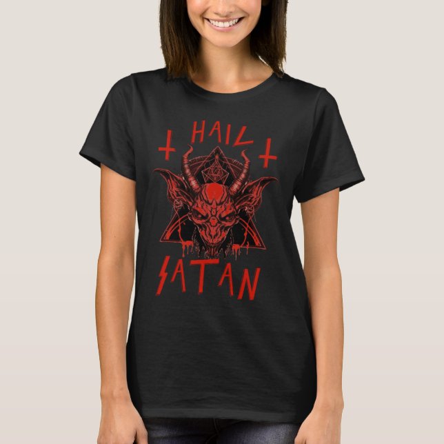 Hail Satan Satanic Baphomet Occult Satanism WItchc T-Shirt (Vorderseite)