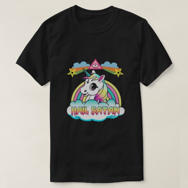 Hail Satan Unicorn T-Shirt (Design vorne)