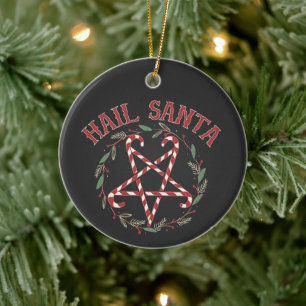 Hail Satan Weihnachten Krampus Xmas Teufel Süßigke Keramik Ornament