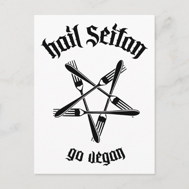 Hail Seitan 1.1 (schwarz) Postkarte (Vorderseite)