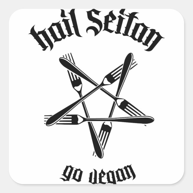 Hail Seitan 1.1 (schwarz) Quadratischer Aufkleber (Vorderseite)