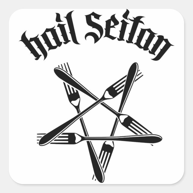 Hail Seitan 1.2 (schwarz) Quadratischer Aufkleber (Vorderseite)