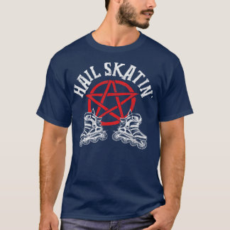 Hail Skatin Satanic Cross Roller Skaten Satan Pen T-Shirt