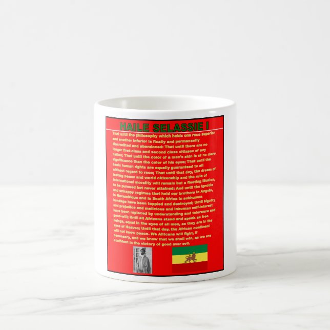 Haile Selassie berühmte Kriegs-Rede zu UNO 1963 Kaffeetasse (Mittel)