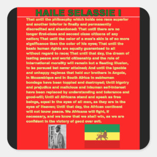 Haile Selassie berühmte Kriegs-Rede zu UNO 1963 Quadratischer Aufkleber