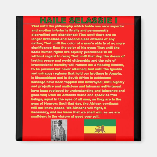 Haile Selassie Berühmte Kriegsrede vor der UNO 196 Magnet (Vorne)