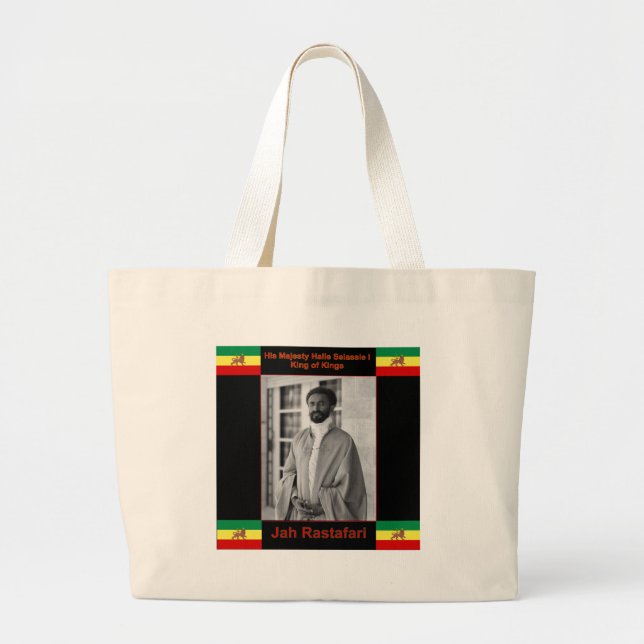 Haile Selassie der Löwe von Judah, Jah Rastafari Jumbo Stoffbeutel (Vorne)