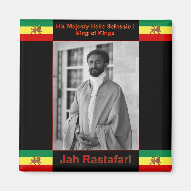Haile Selassie der Löwe von Judah, Jah Rastafari Magnet (Vorne)
