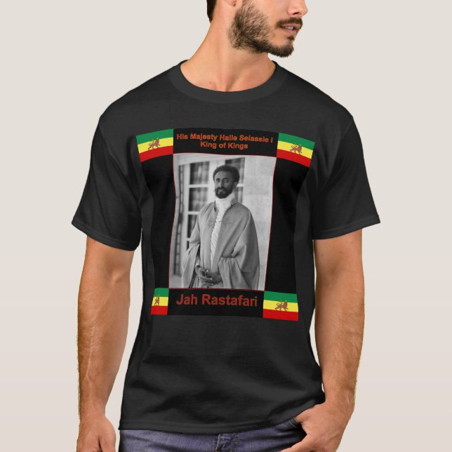 Haile Selassie der Löwe von Judah, Jah Rastafari T-Shirt (Vorderseite)