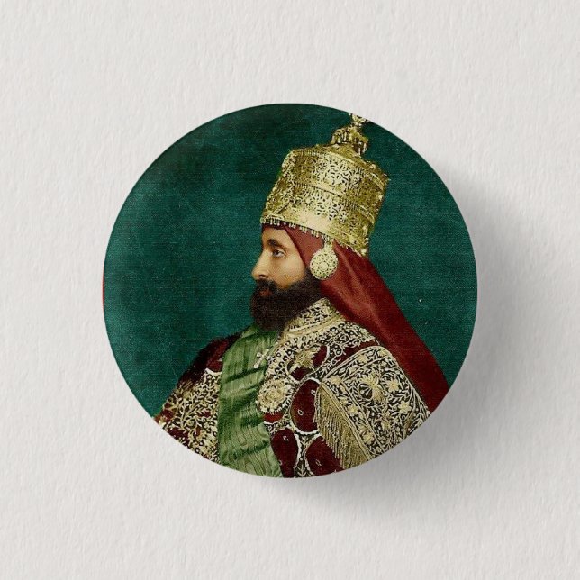 Haile Selassie Empire Ethiopia Rasta Reggae Roots Button (Vorderseite)