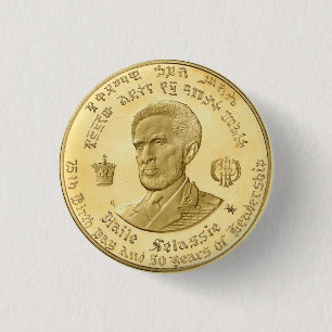 Haile Selassie Empire of Ethiopia Rastafari Button