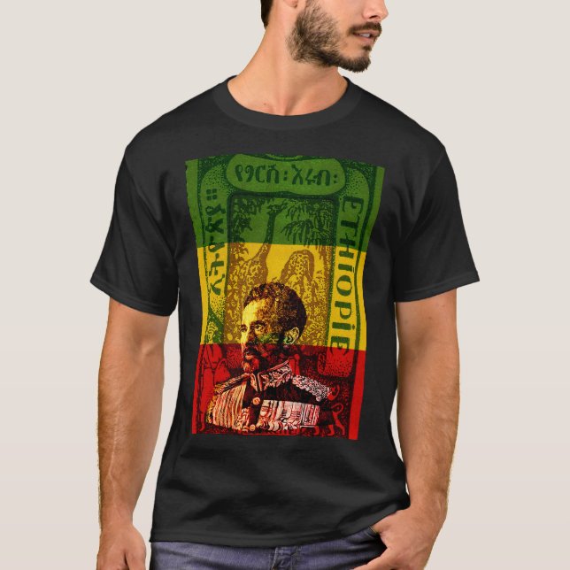 Hailé Selassie Ethiopie T-shirt Rasta (Devant)