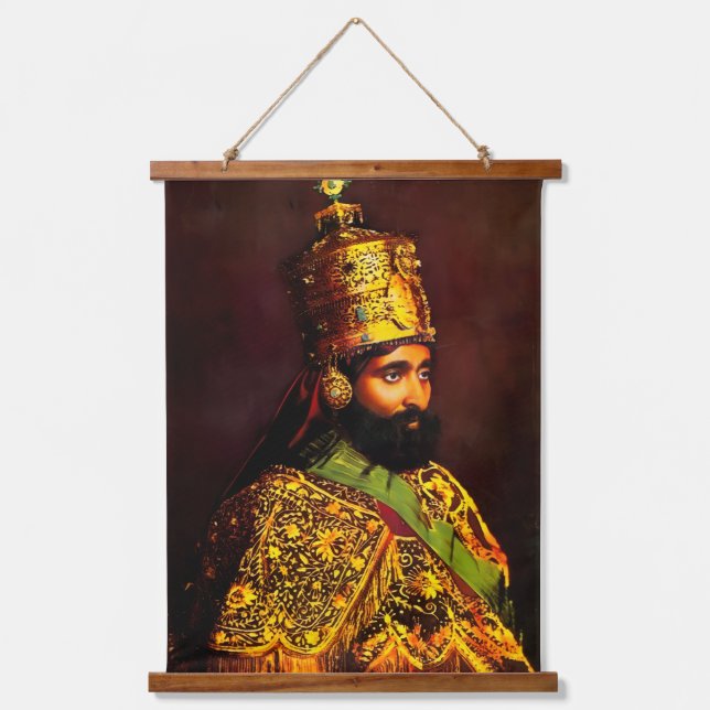 Haile Selassie HIM Jah Rastafari Bild Poster  Wandteppich Mit Holzrahmen (Vorderseite)