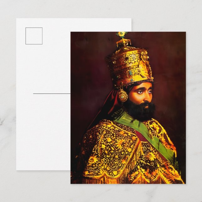 Haile Selassie - HIM - Rastafari - Postcard Einladungspostkarte (Vorne/Hinten)