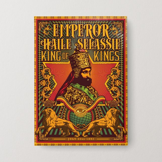 Haile Selassie I Jah Rastafari Rasta Reggae Roots  Button (Vorderseite)