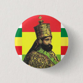 Haile Selassie I Jah Rastafari Rasta Reggae Roots Button