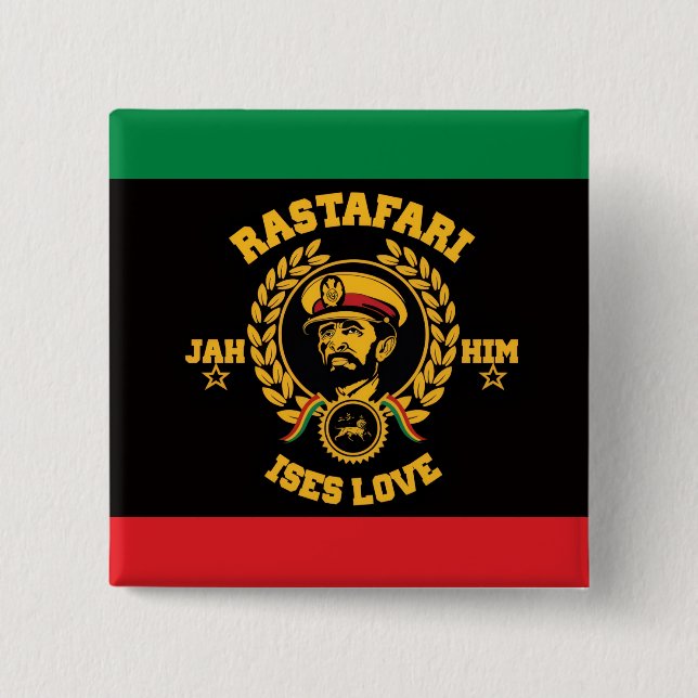 Haile Selassie I Jah Rastafari Reggae Rasta Button (Vorderseite)