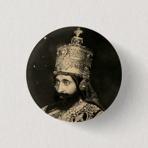 Haile Selassie - Jah - Messiah - Rastafari Button