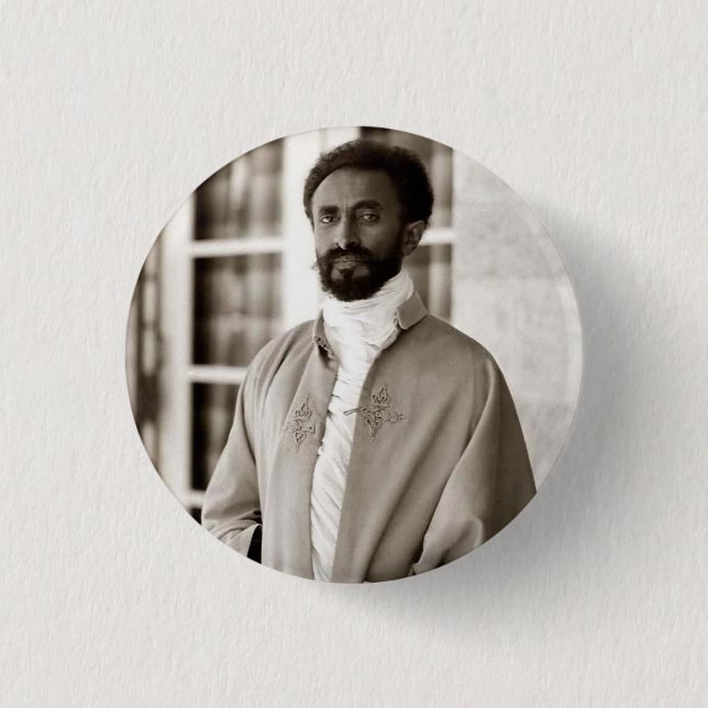Haile Selassie - Jah - Messiah - Rastafari - Schal Button (Vorderseite)