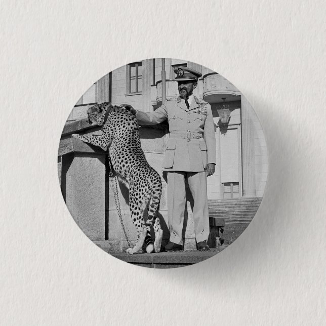 Haile Selassie - Jah - Messiah - Rastafari - Schal Button (Vorderseite)