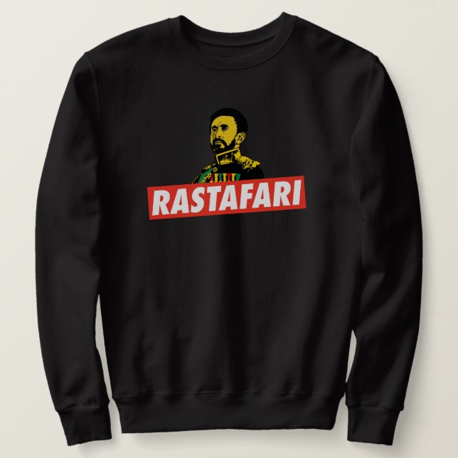 Haile Selassie Jah Rastafari Emperor Rasta Sweater Sweatshirt (Design vorne)