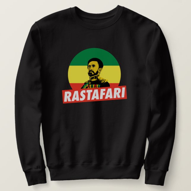 Haile Selassie Jah Rastafari Emperor Rasta Sweater Sweatshirt (Design vorne)