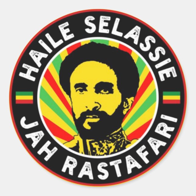 Haile Selassie Jah Rastafari Rasta Reggae Roots Runder Aufkleber (Vorderseite)