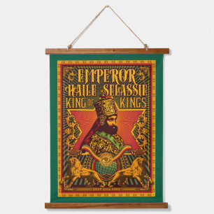 Haile Selassie Jah Rastafari Rasta Reggae Wurzeln Wandteppich Mit Holzrahmen