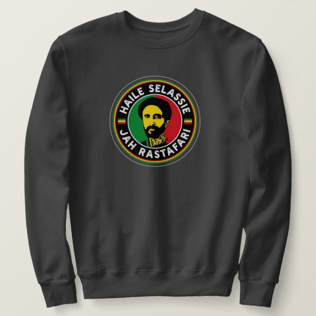 Haile Selassie Jah Rastafari Rasta Roots Sweater Sweatshirt (Design vorne)