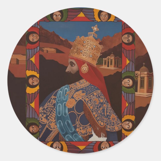 Haile Selassie Modern Art Jah Rastafari Roots Runder Aufkleber (Vorderseite)