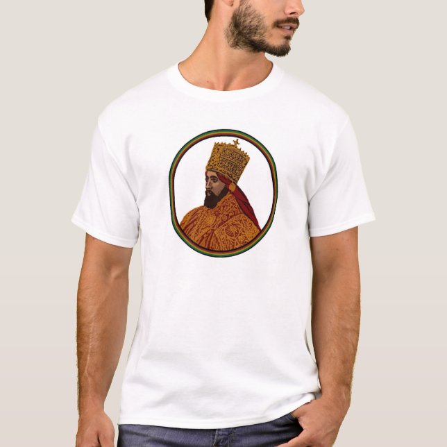 Haile Selassie Rasta Reggae Äthiopien Jamaika T-Shirt (Vorderseite)