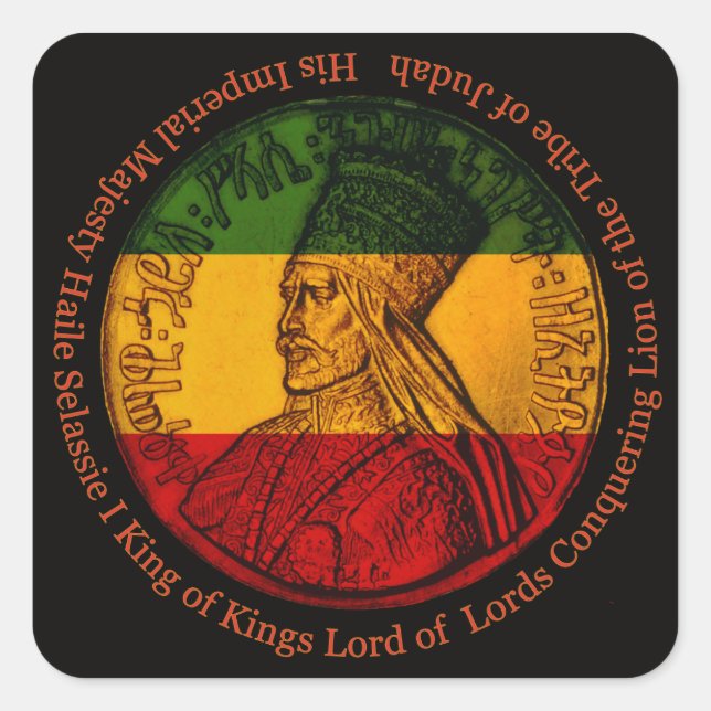 Haile Selassie Square Sticker (Vorderseite)