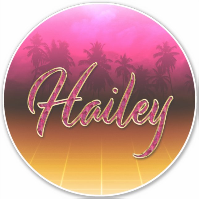 Hailey Prénom Golden pink Autocollants (Devant)