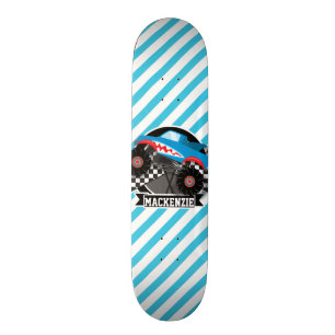 Haimonster-Lkw; karierte Flagge; Blaue Streifen Skateboard