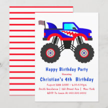 Haimonster Truck 4. Geburtstag Einladungen