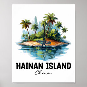 Hainan Insel China Surfen Reisen, Asien Touristen Poster
