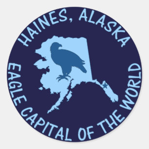 Haines, Alaska-Adler-Hauptstadt der Welt Runder Aufkleber