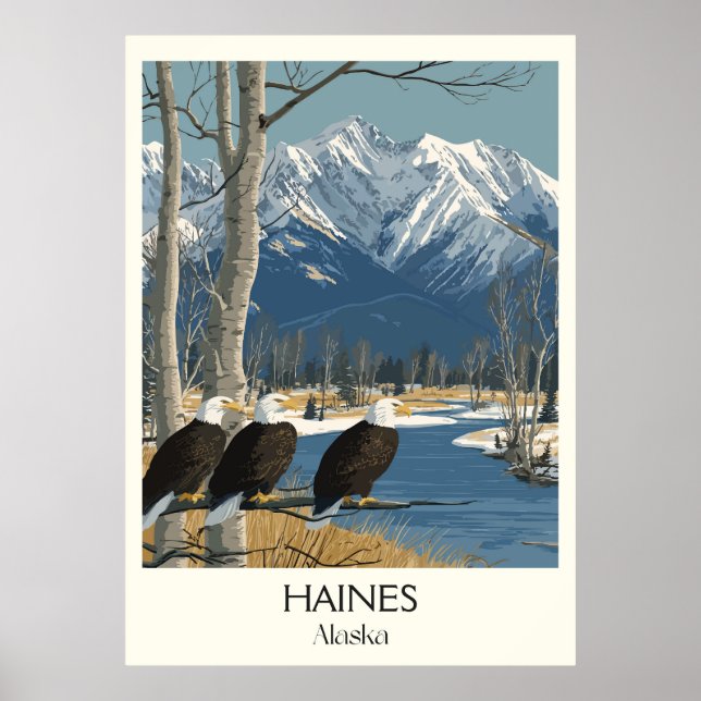 Haines Alaska Adler Schneeberge Poster (Vorne)