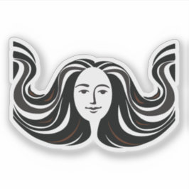 Hair Art Black and White Illustration Aufkleber