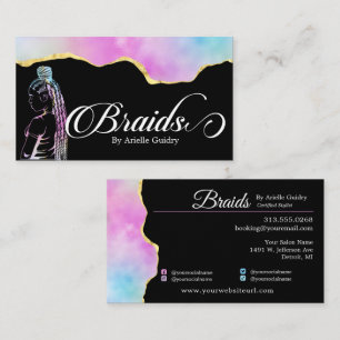 Hair Braid Salon Holographic Gold Visitenkarte