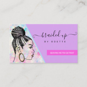 Hair Braider Salon Stylist Moderner Holografischer Visitenkarte