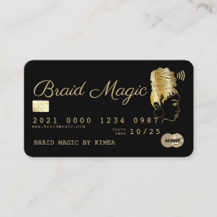 Hair Braidere Braiding Salon Black & Gold Credit B Visitenkarte