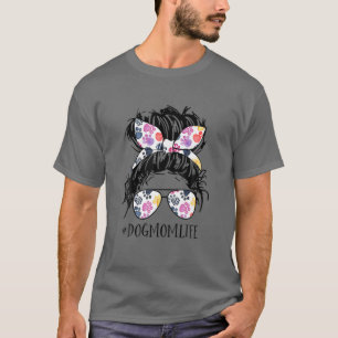 Hair Bun Hund Mama Leben Messy Bun Haar Muttertag T-Shirt
