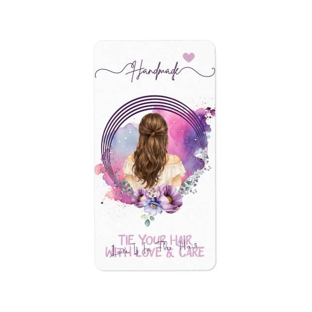 Hair Clip & Scrunchie Display Card  Floral Boutiqe Adressaufkleber (Vorne)