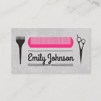 Hair Cut Pink Comb Salon Stylist Visitenkarte